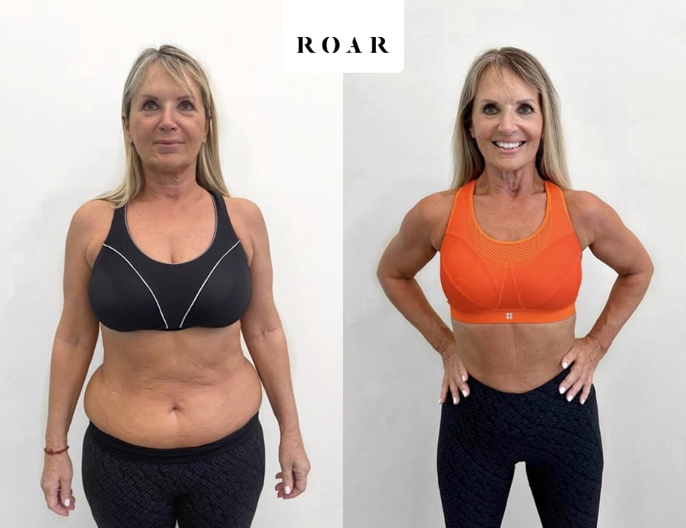 Teresa Twigg, 60, before and after her female body transformation at ROAR Fitness Dubai, 13kg weight loss and two dress sizes