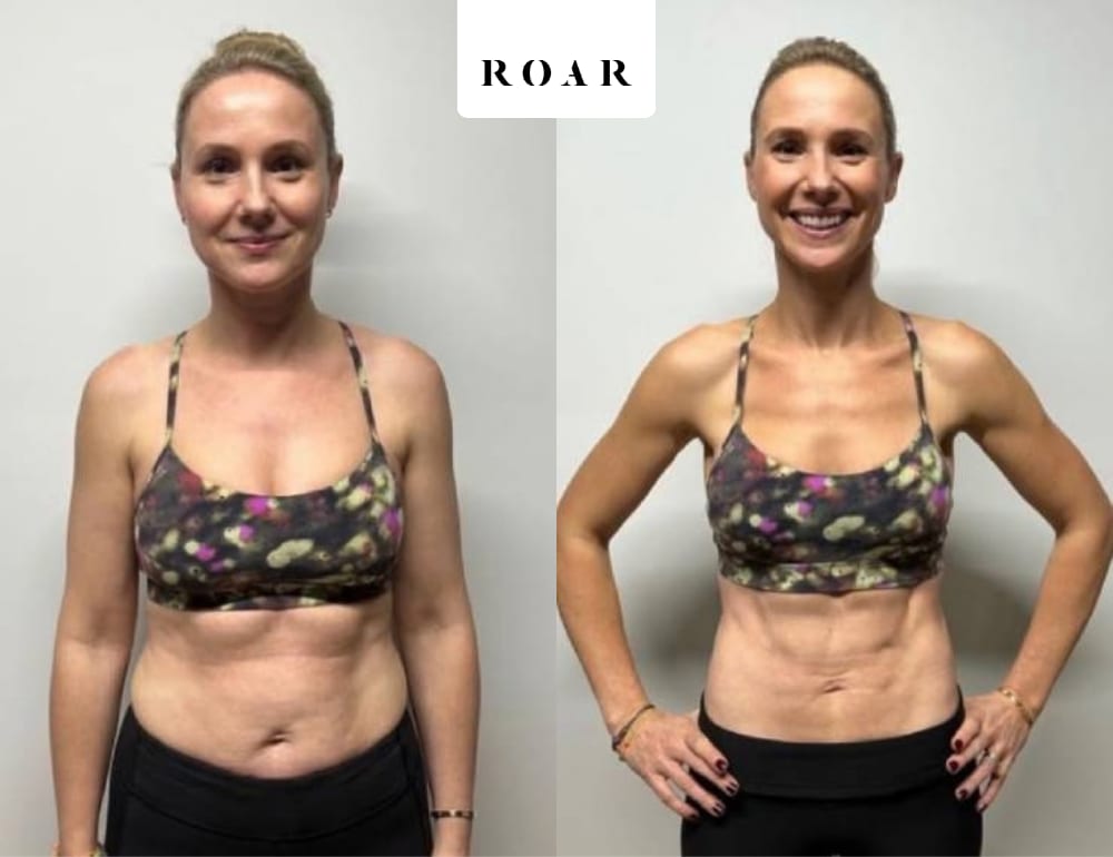 Arabella before and after her female body transformation with ROAR Fitness London personal training