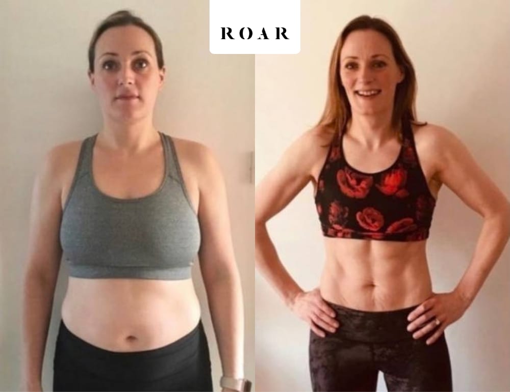 Becky before and after her female body transformation with ROAR Fitness London personal training