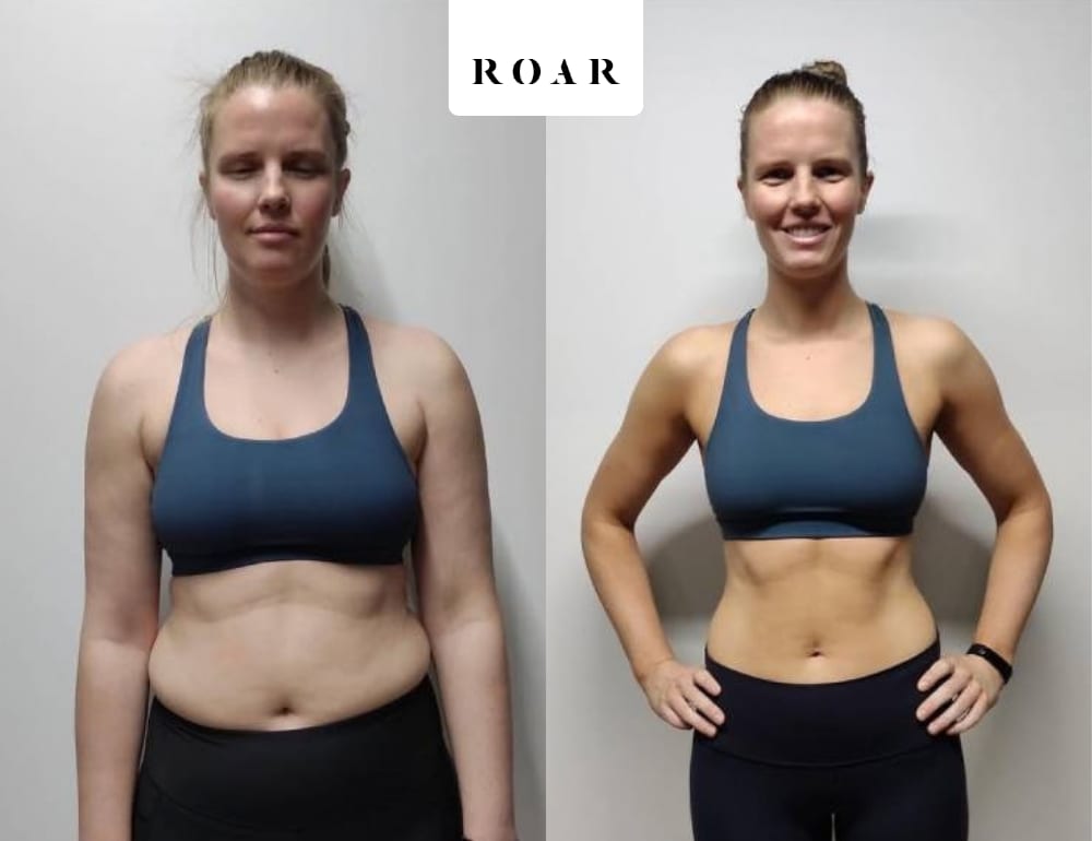 Dfainan before and after her female body transformation with ROAR Fitness London personal training