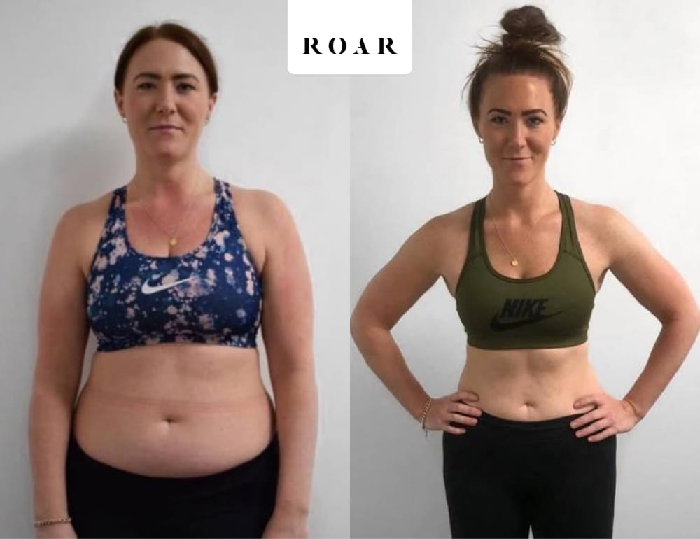 Harriet's female body transformation, before and after personal training at ROAR Fitness London
