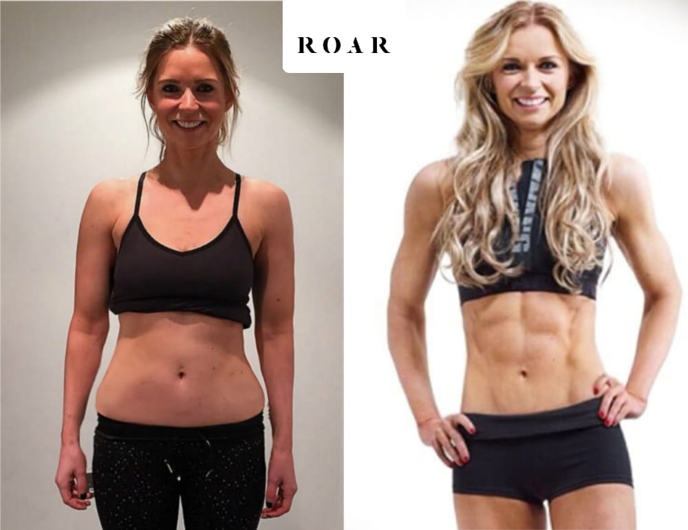 Heidi before and after her female body transformation with ROAR Fitness London personal training
