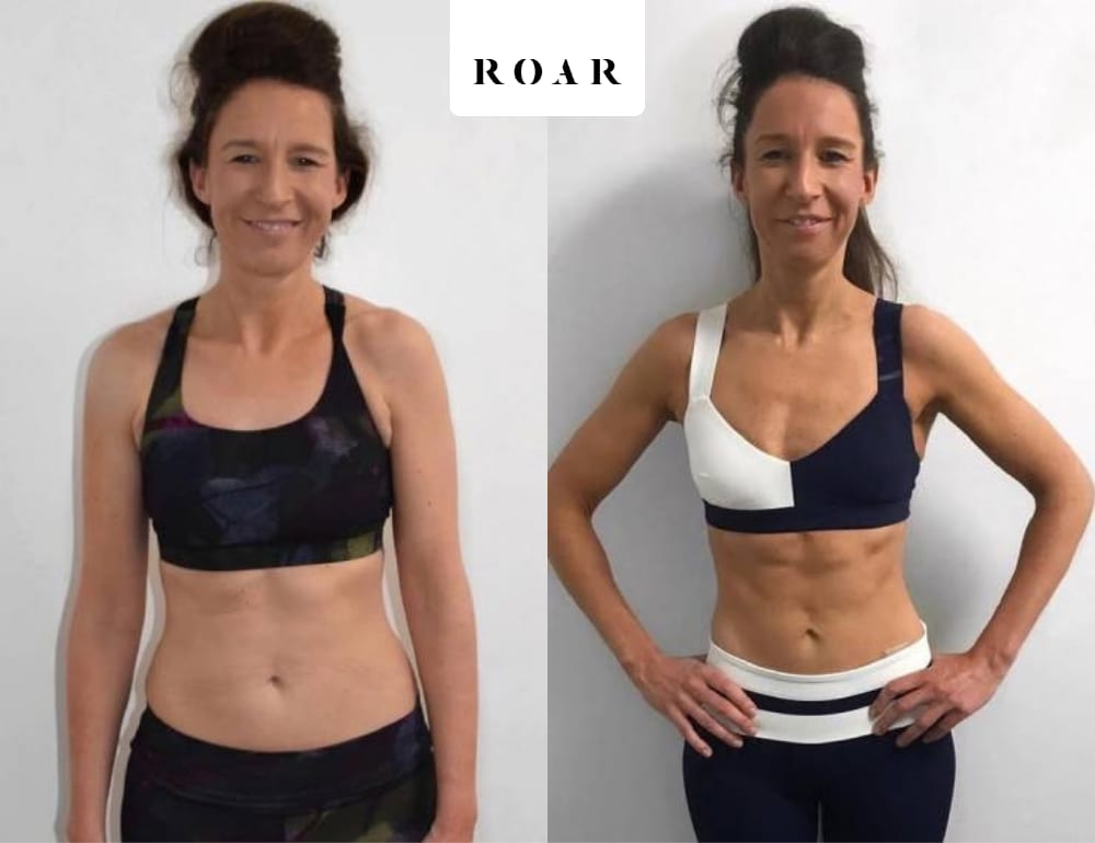 Jane R's female body transformation, before and after personal training at ROAR Fitness London