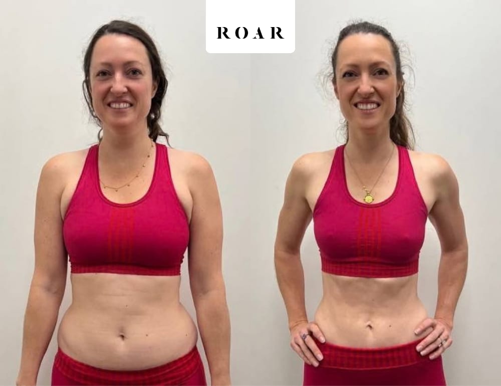 Katherine before and after her female body transformation with ROAR Fitness London personal training