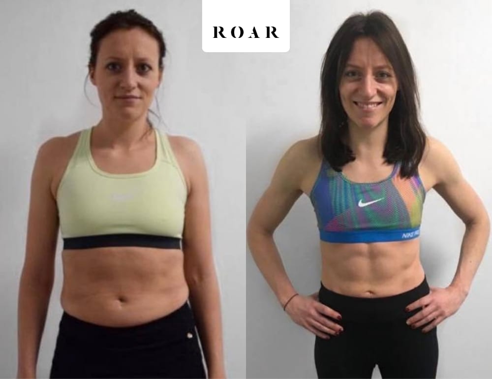 Lauren before and after her female body transformation with ROAR Fitness London personal training