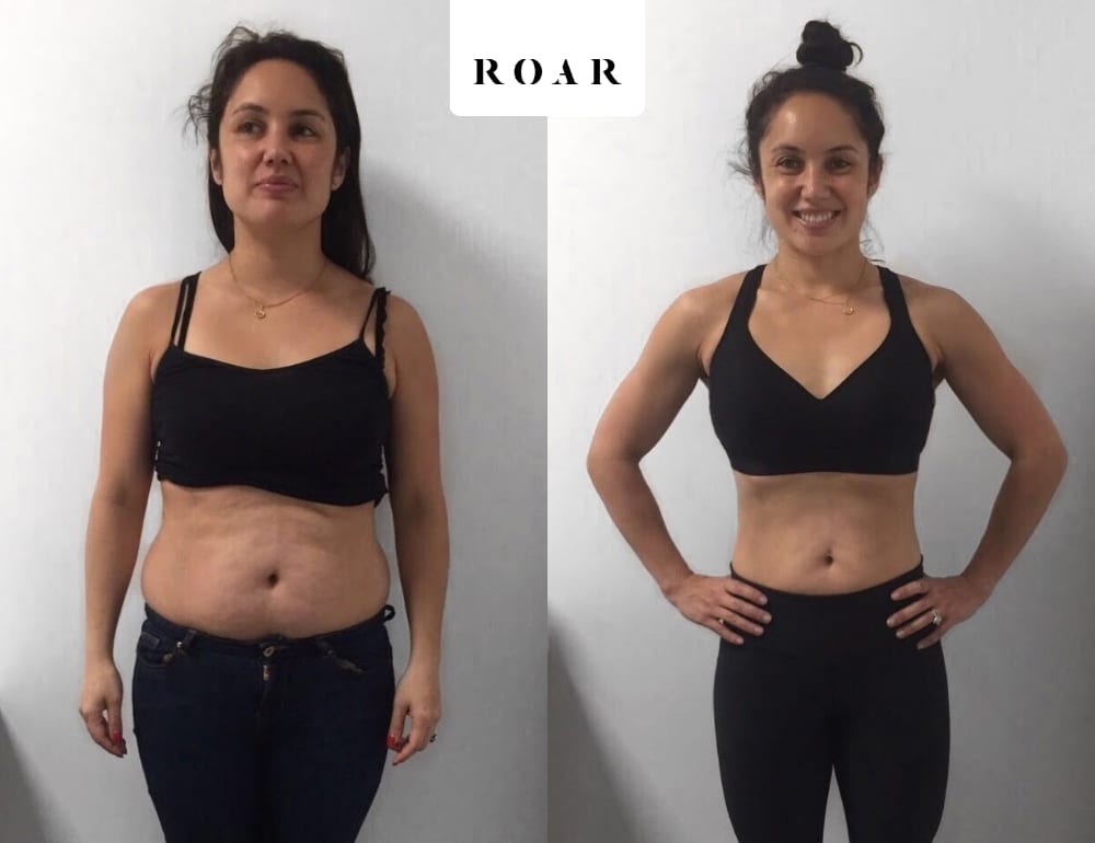 Mai Lan's female body transformation, before and after personal training at ROAR Fitness London