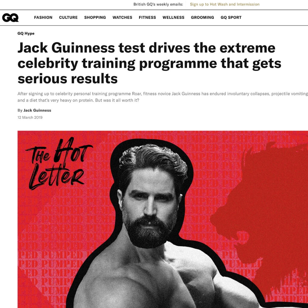 Roar Fitness featured in an article in GQ magazine