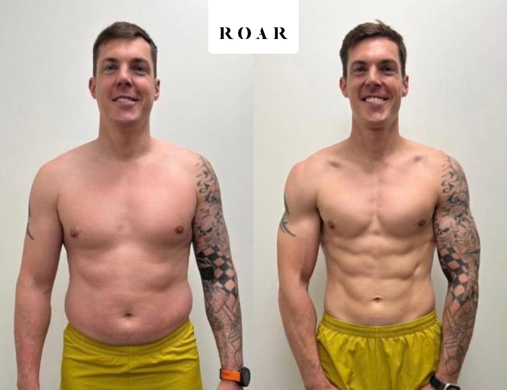Craig before and after his male body transformation with ROAR Fitness London personal training
