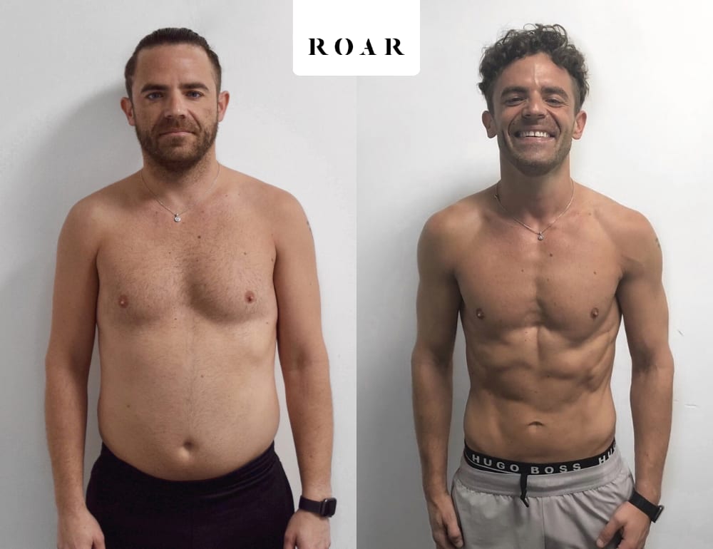 Philip before and after his male body transformation with ROAR Fitness London personal training