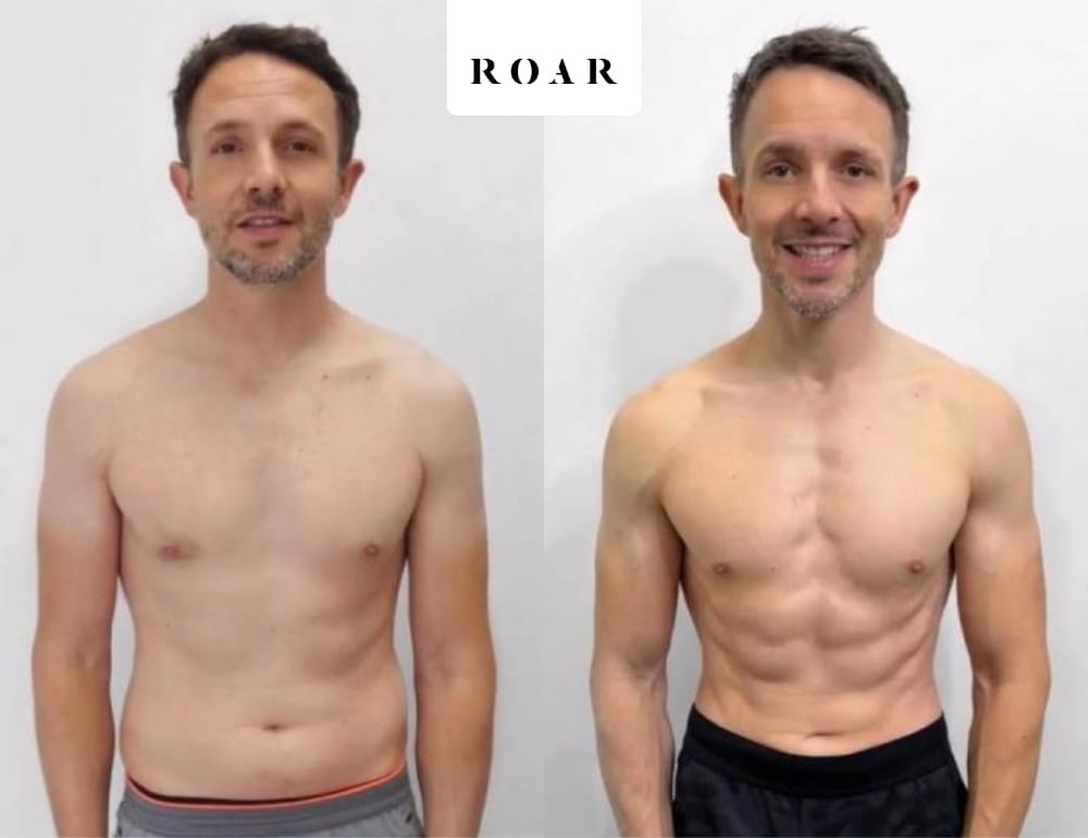 Rob M before and after his male body transformation with ROAR Fitness London personal training