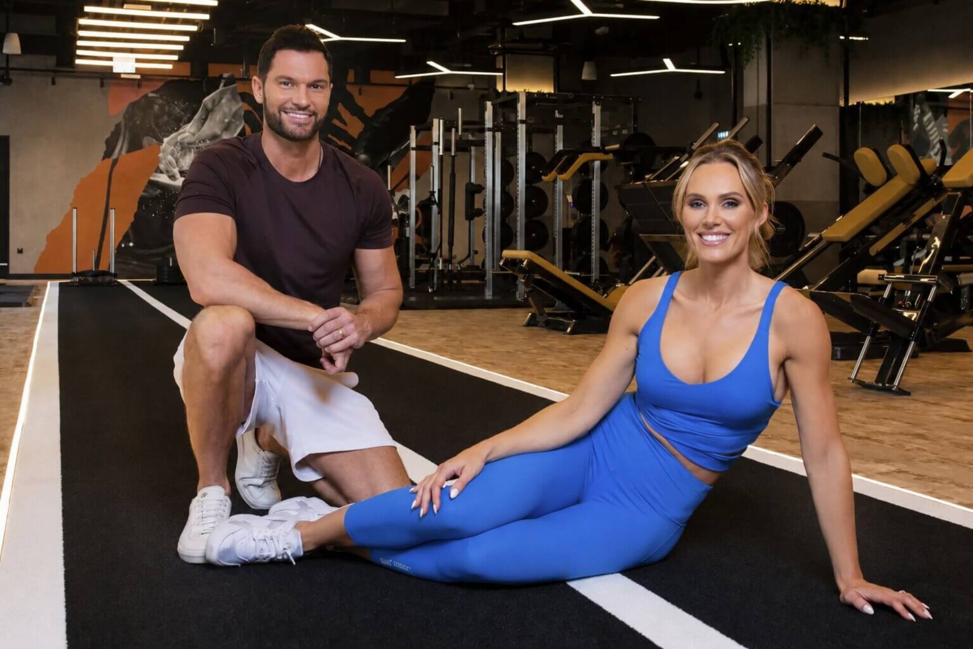 Roar Fitness founders Sarah Lindsay and Rich Phillipps on the running track at the Roar gym in Dubai