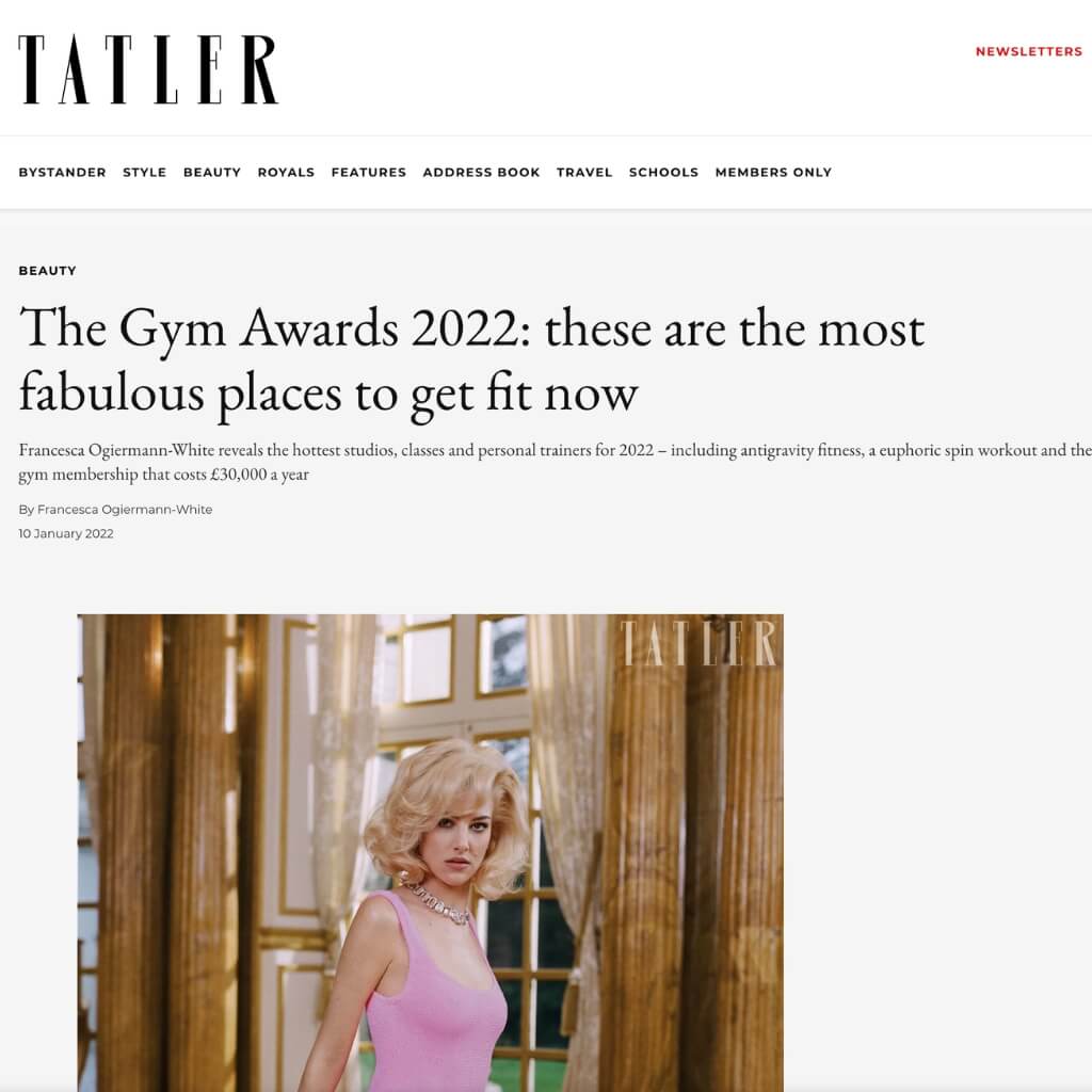 Roar Fitness featured in an article in Tatler magazine